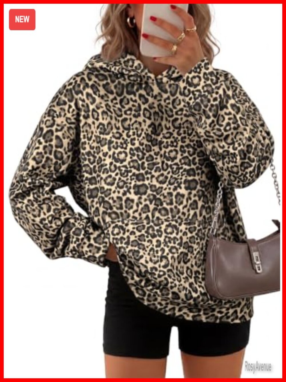 Womens Hoodie Leopard Print Pullover Sweatshirt with Pockets Long Sleeve